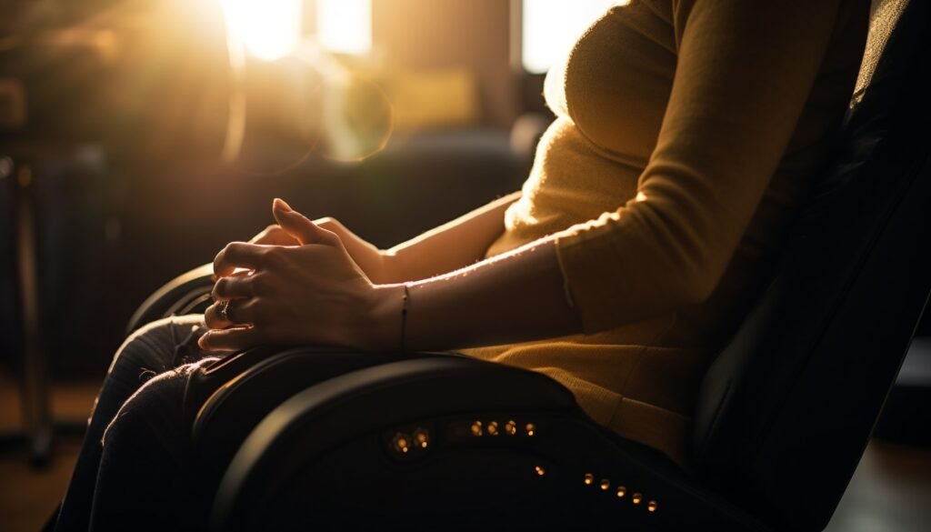 one women sitting on a massage chair